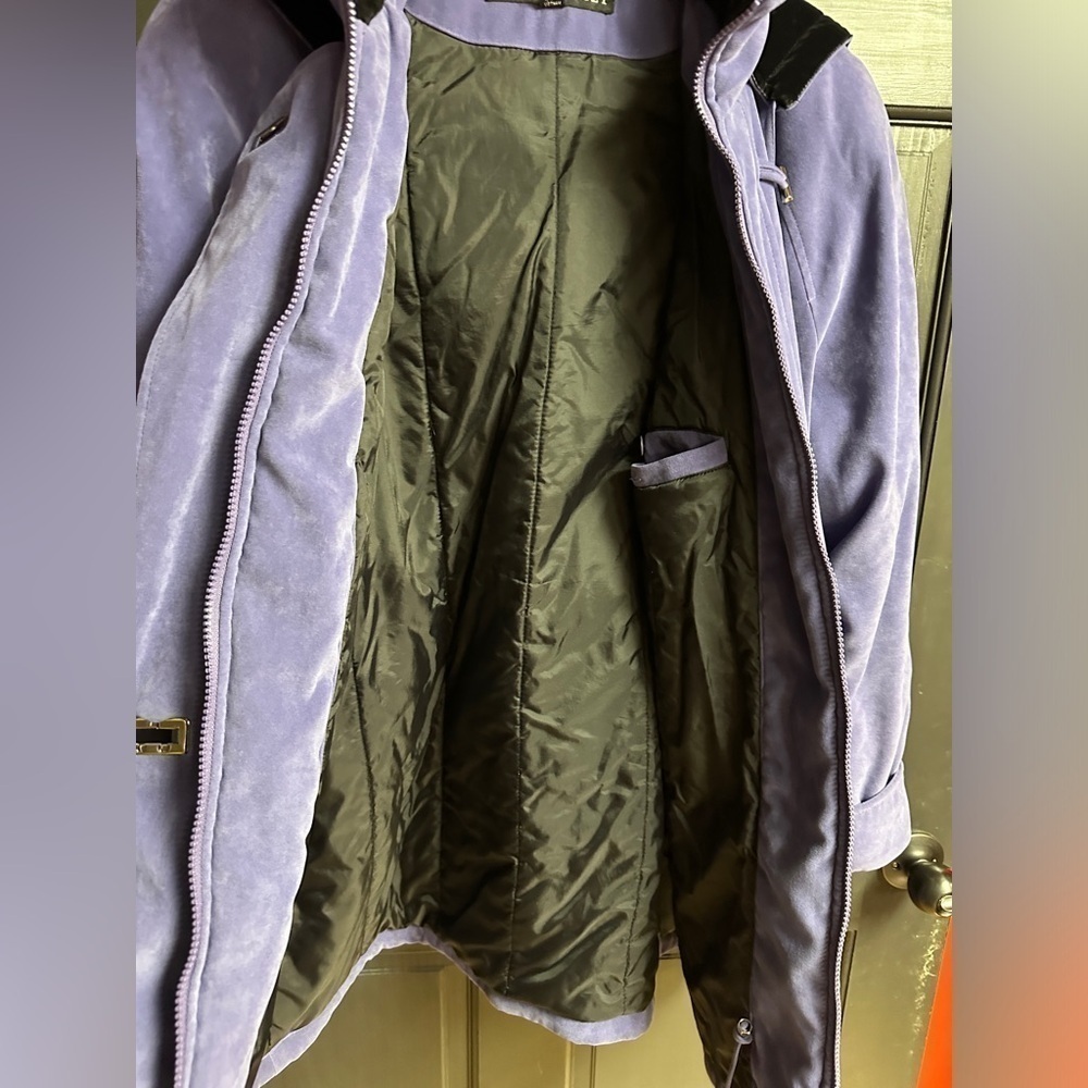 Fleet Street Purple Faux Suede Coat With Detachable Hood Women's Size Medium - Picture 3 of 16
